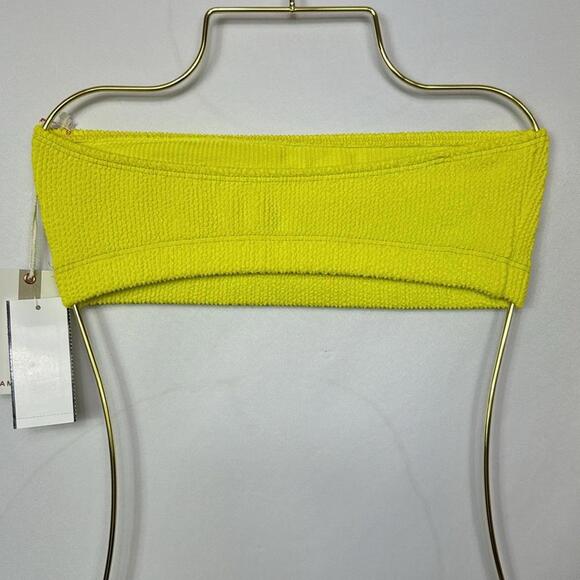 Good American Womens Crinkle Basic Bandeau Bikini‎ Top Size S-M  Yellow New - Picture 4 of 8